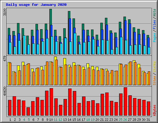 Daily usage for January 2020