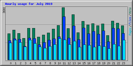 Hourly usage for July 2019